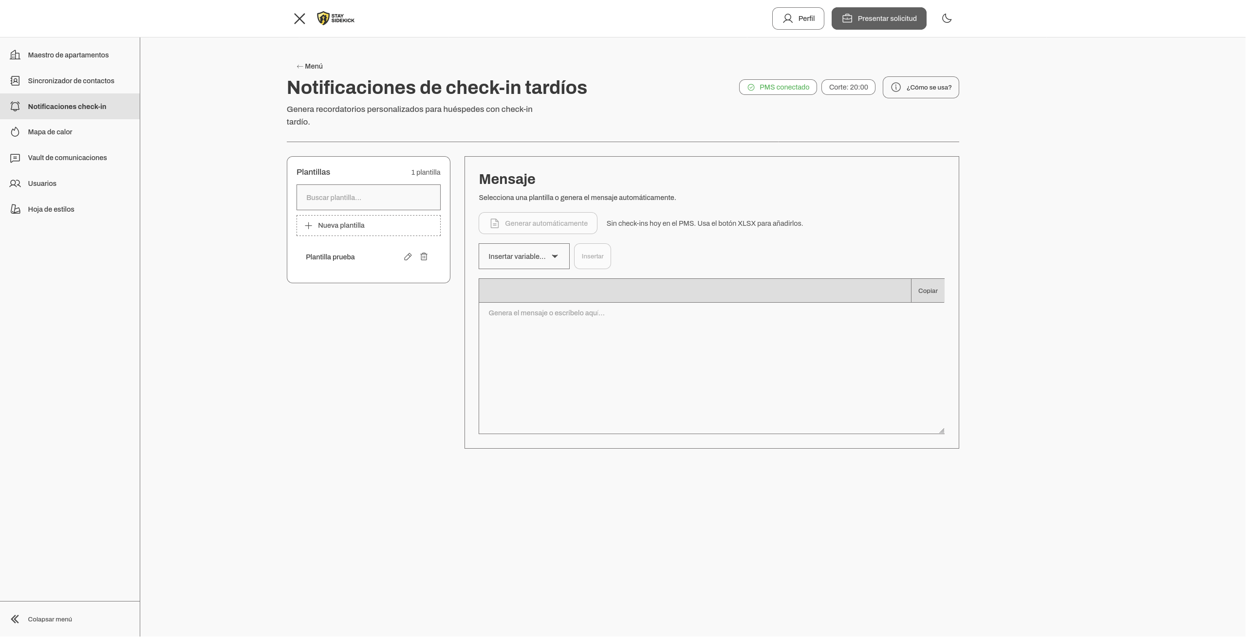 Captura de pantalla de Notificaciones para check-ins tardíos